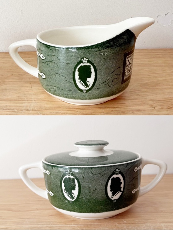 Royal China Other - Vintage Royal China Colonial Green Sugar Bowl with Lid and Creamer Set